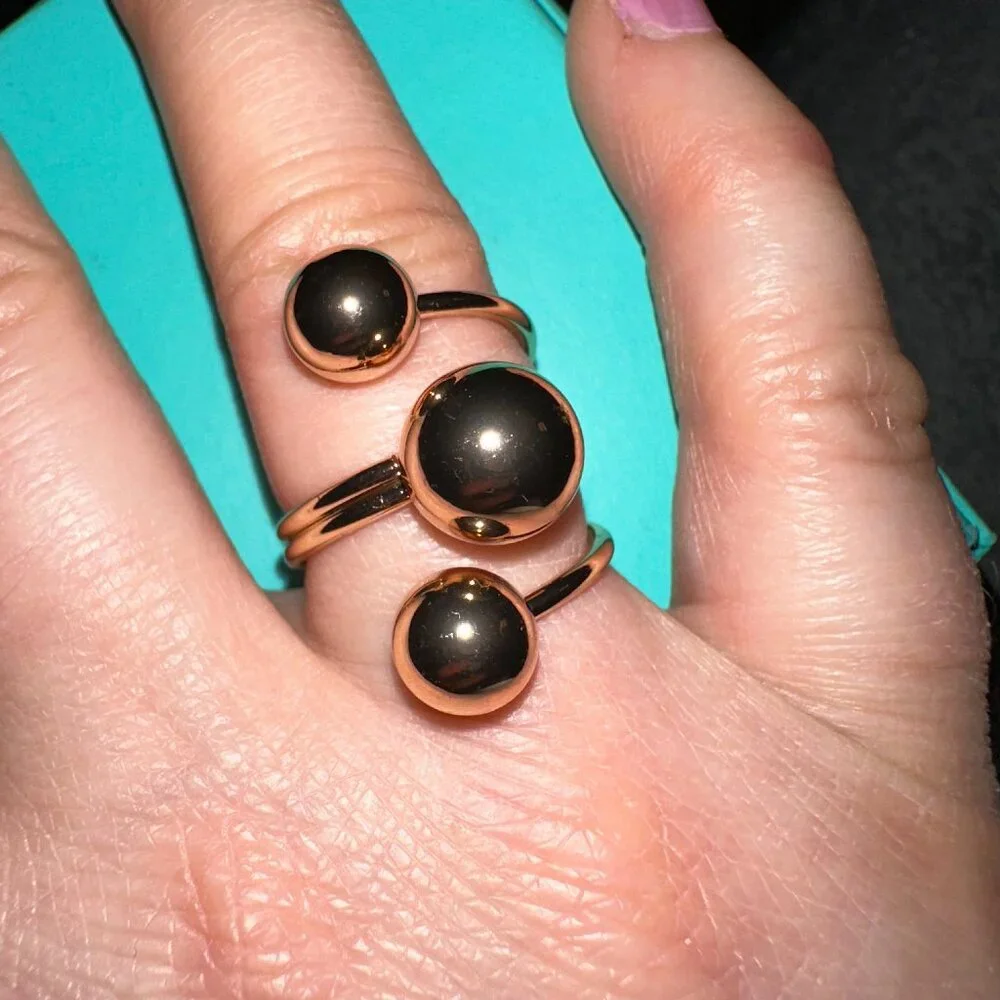 orb goldtone statement ring sz 7 - Picture 5 of 13